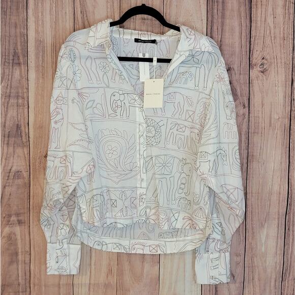 NWT Magali Pascal Anthropologie Puff Sleeve Buttondown Sz L - Picture 3 of 13